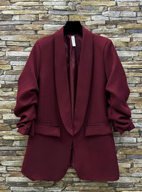 Sarah ruche sleeve blazer