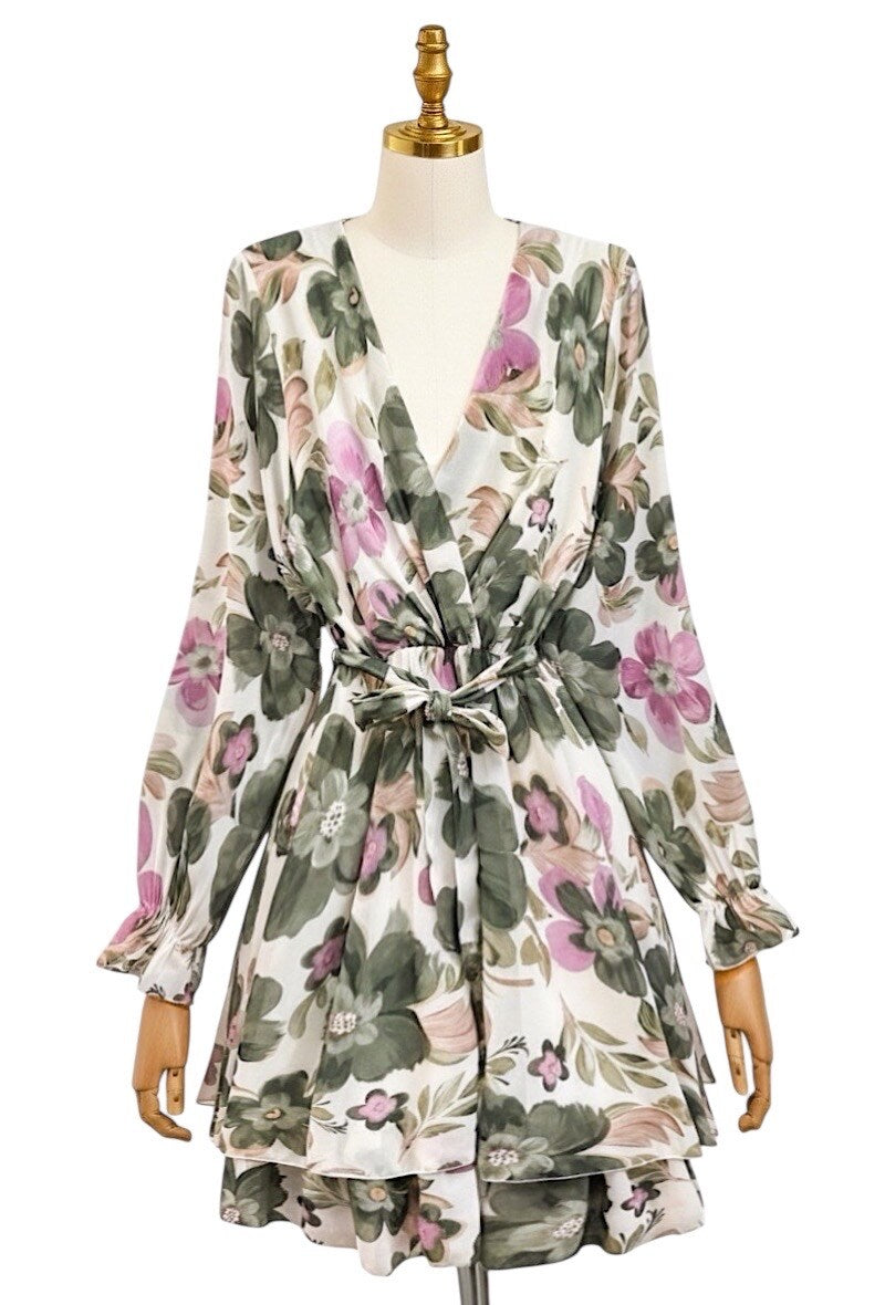 Floral Sasha Print dress on a mannequin against a white background