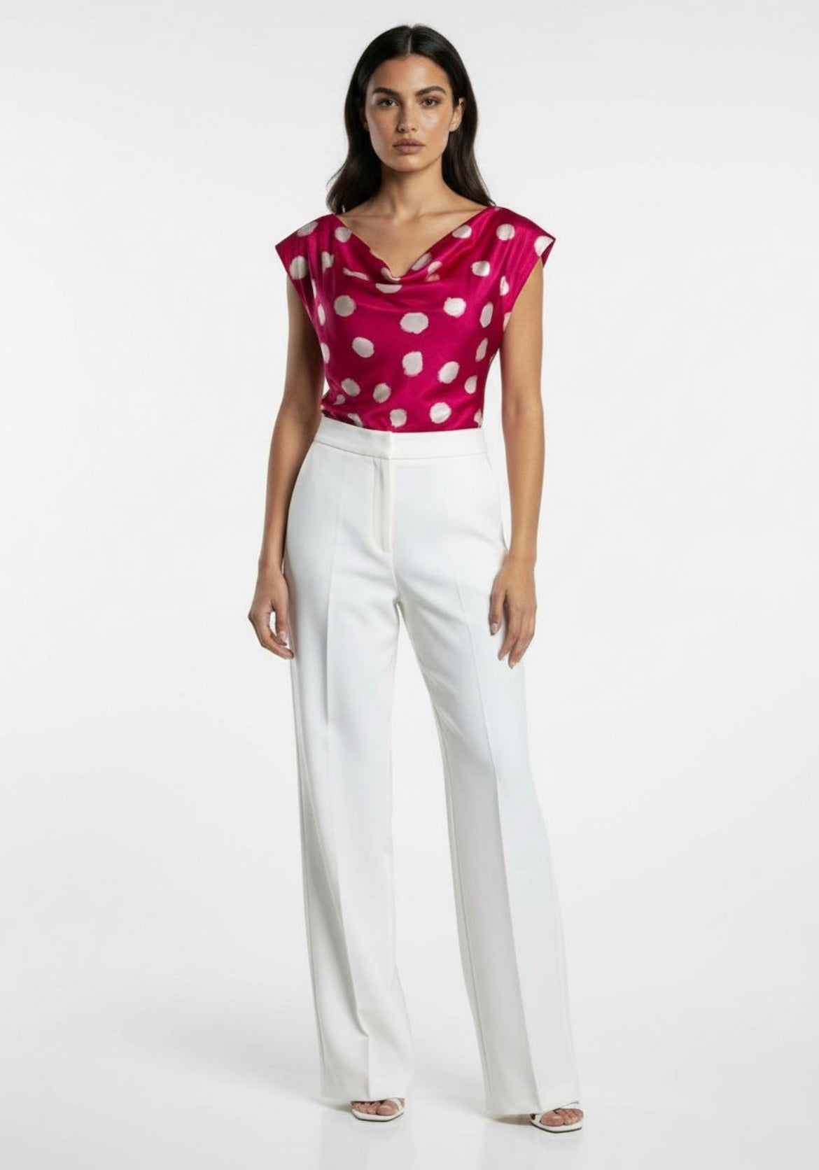 Tia Dot Detail Satin Top