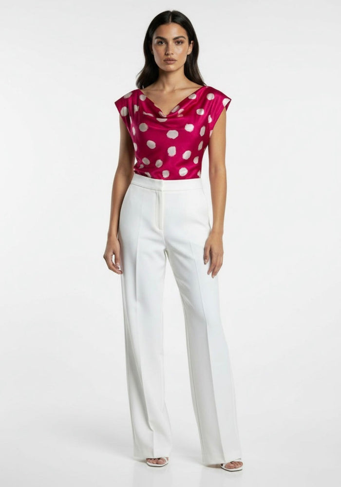Tia Dot Detail Satin Top